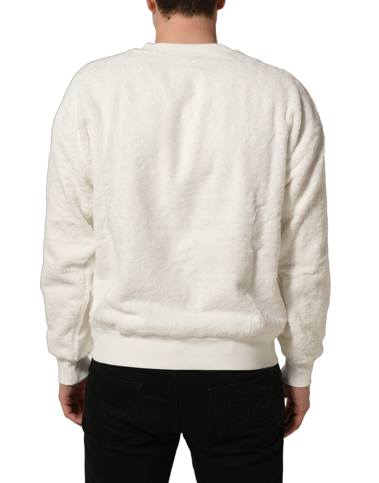 White LogoPlaque CrewNeck Sweatshirt Sweater