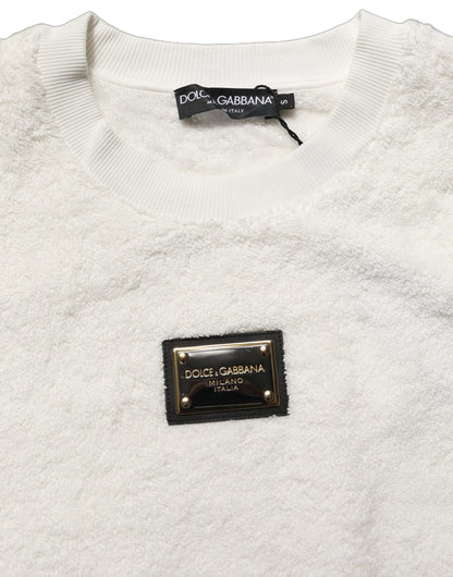 White LogoPlaque CrewNeck Sweatshirt Sweater