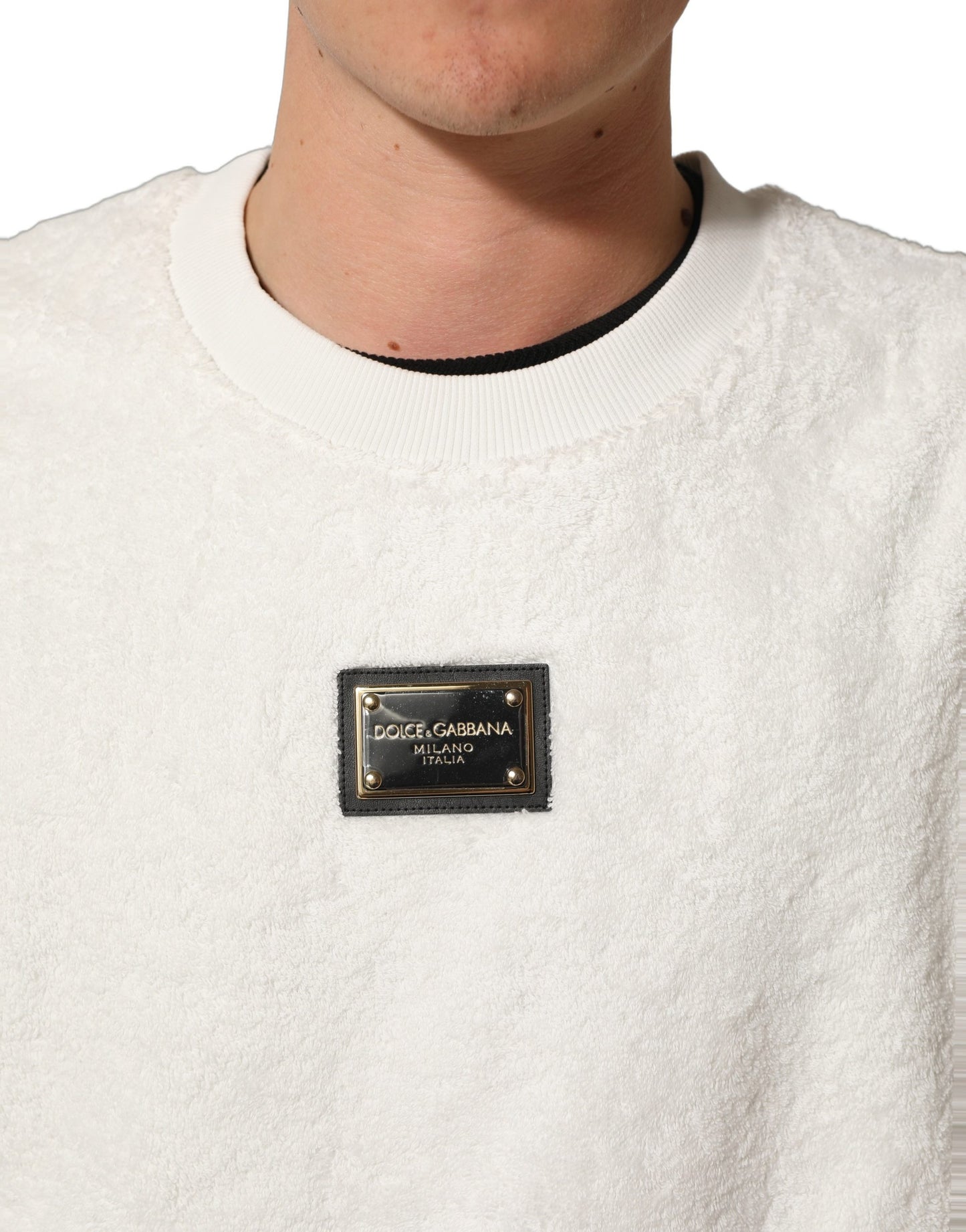 White LogoPlaque CrewNeck Sweatshirt Sweater