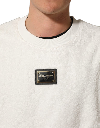 White LogoPlaque CrewNeck Sweatshirt Sweater