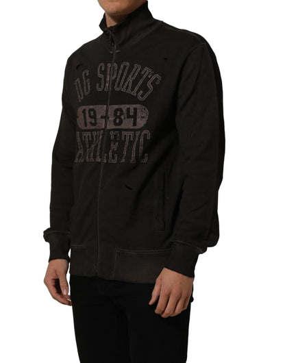 Brown Logo Print Full Zip Sweatshirt Sweater