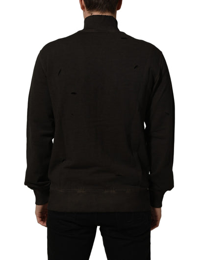 Brown Logo Print Full Zip Sweatshirt Sweater