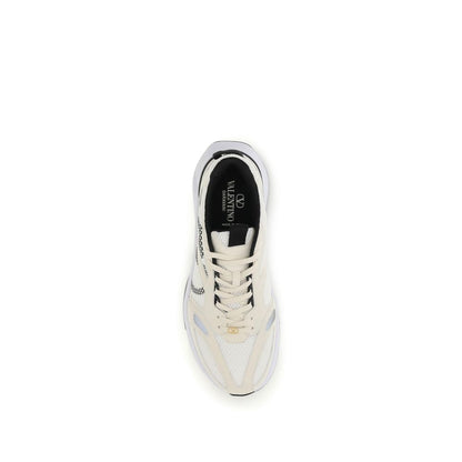 White Fabric Low Top Sneakers