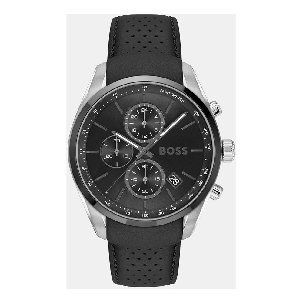 Black Leather Dress Watch