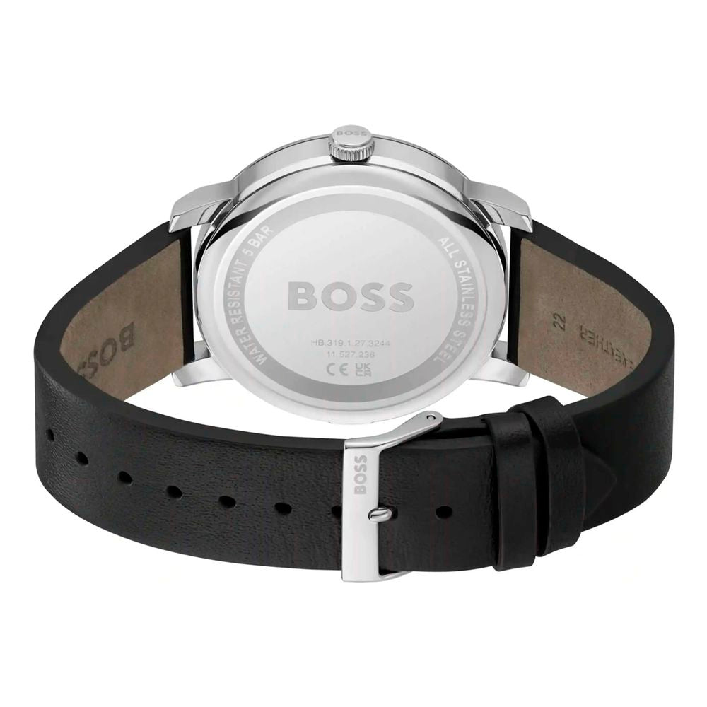 Black Leather Dress Watch