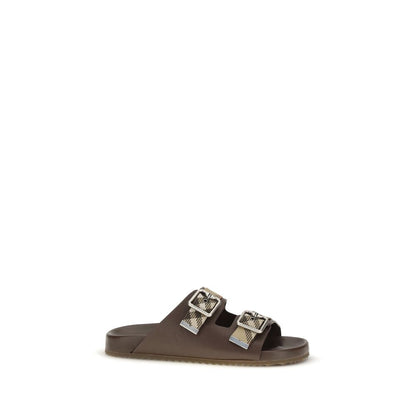 Brown Goatskin Flat Sandals