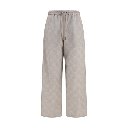 Beige Cotton Casual Pants