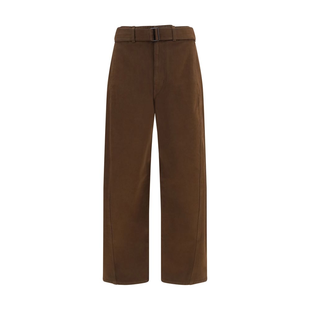 Brown Cotton Casual Pants