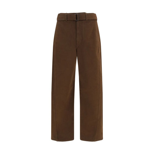 Brown Cotton Casual Pants