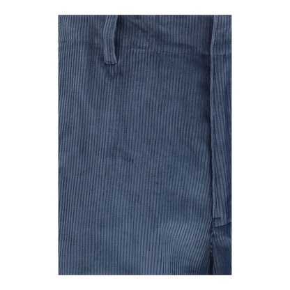 Blue Cotton Casual Pants