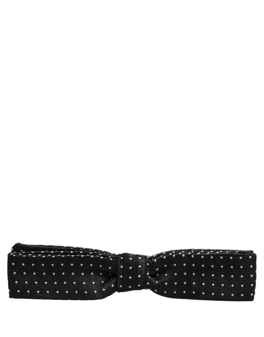 Black White Polka Dot Adjustable Neck Papillon Bow Tie