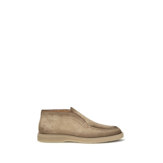 Beige Suede Leather Slip-On Loafers