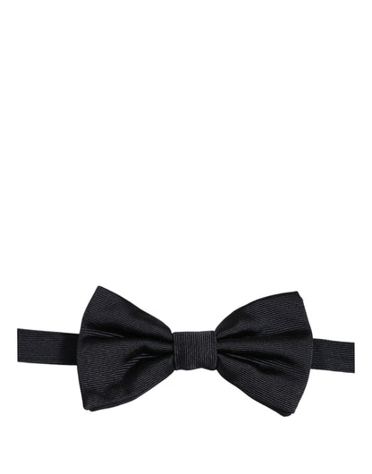 Men Black 100% Silk Adjustable Neck Papillon Bow Tie