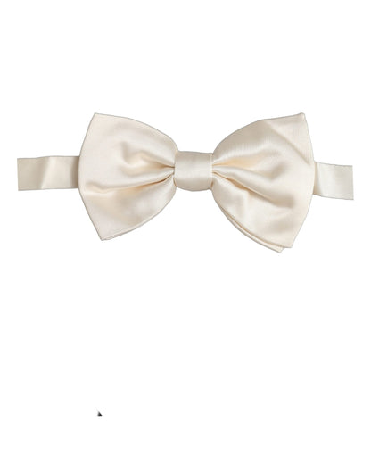 Men White 100% Silk Adjustable Neck Papillon Bow Tie