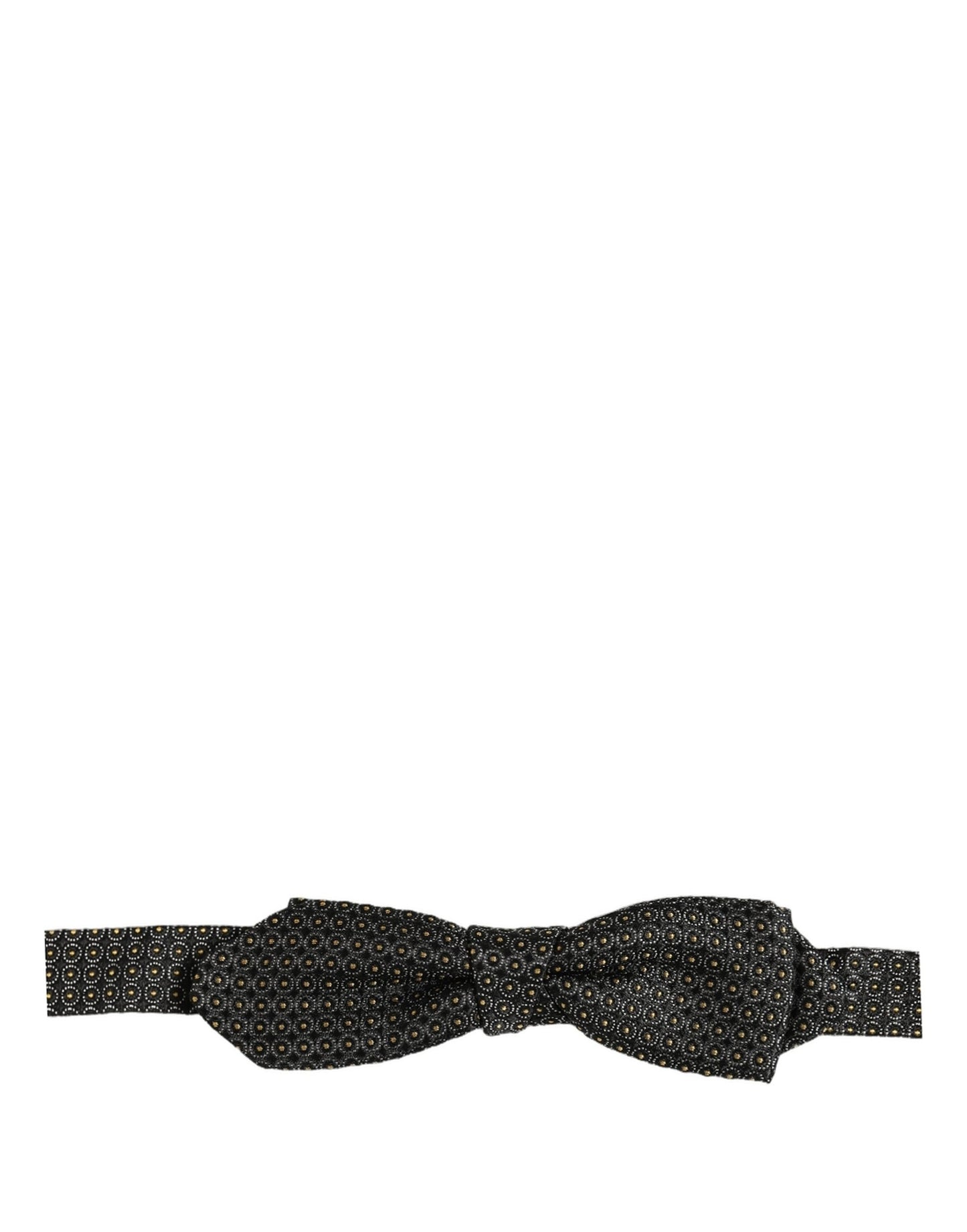 Men Black Dotted Silk Adjustable Neck Papillon Bow Tie