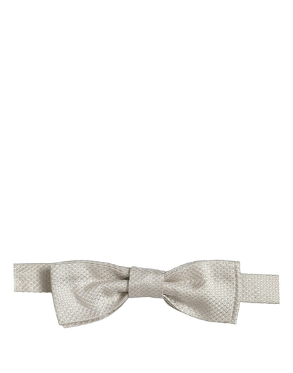 Men White 100% Silk Adjustable Neck Papillon Bow Tie