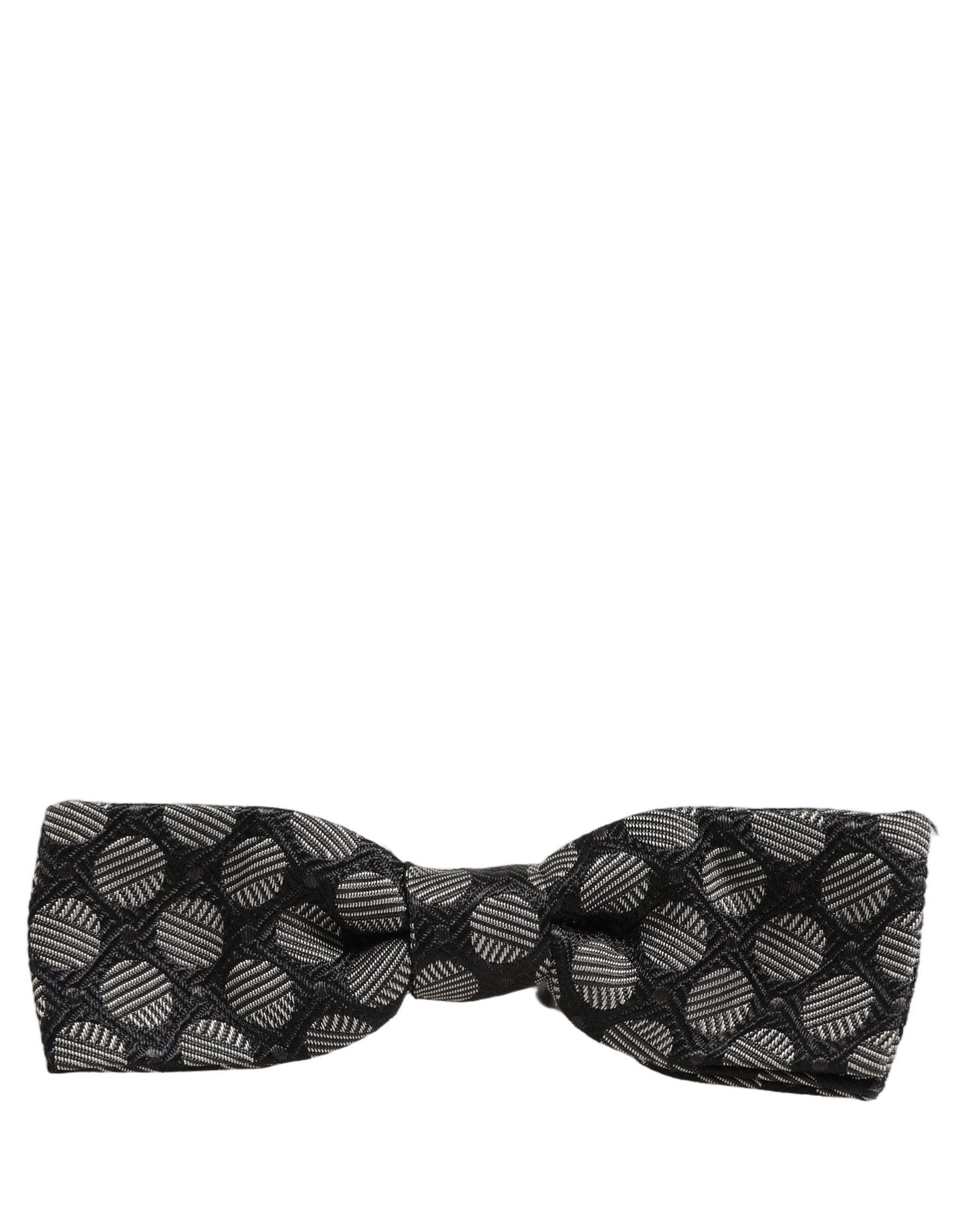 Black White Geometric Silk Adjustable Neck Papillon Bow Tie