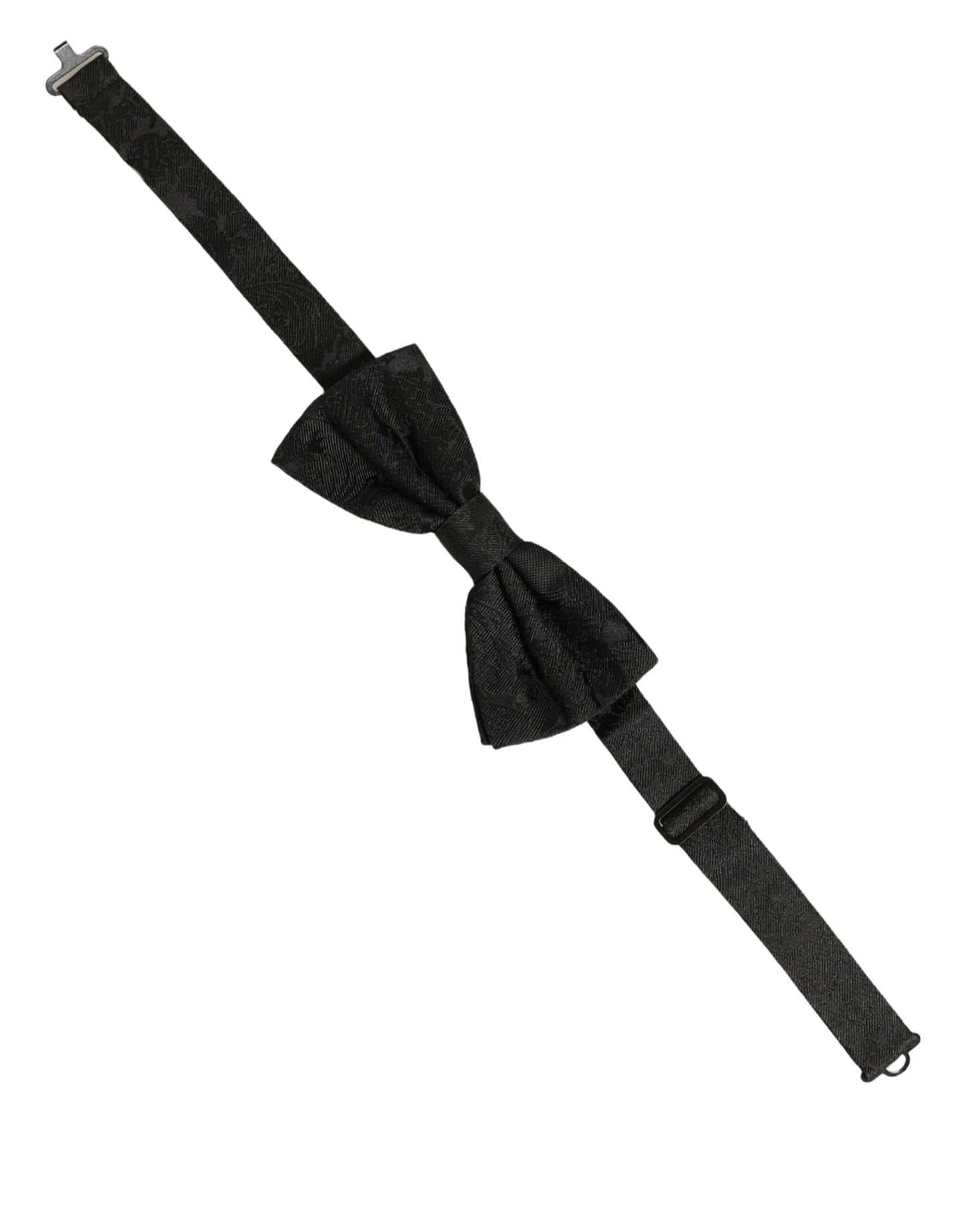 Men Black Paisley Silk Adjustable Neck Papillon Bow Tie