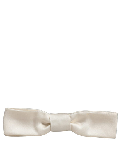 Men White 100% Silk Adjustable Neck Papillon Bow Tie