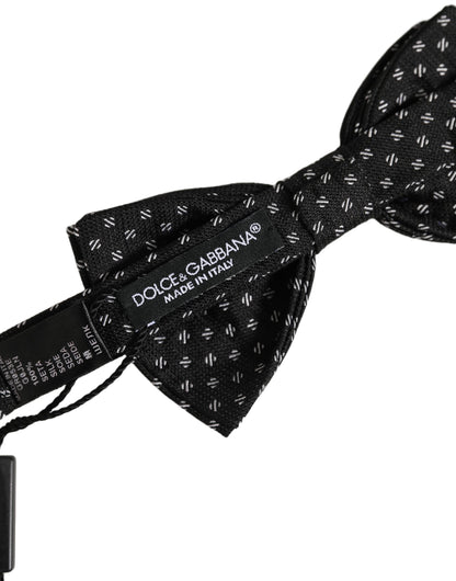 Men Black Patterned Adjustable Neck Papillon Bow Tie