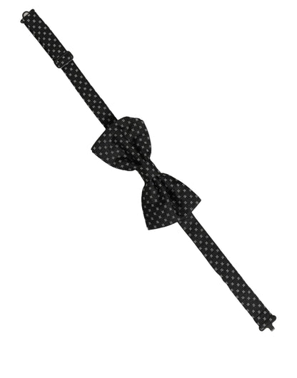 Men Black Patterned Adjustable Neck Papillon Bow Tie