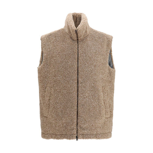 Beige Polyester Sleeveless Jacket