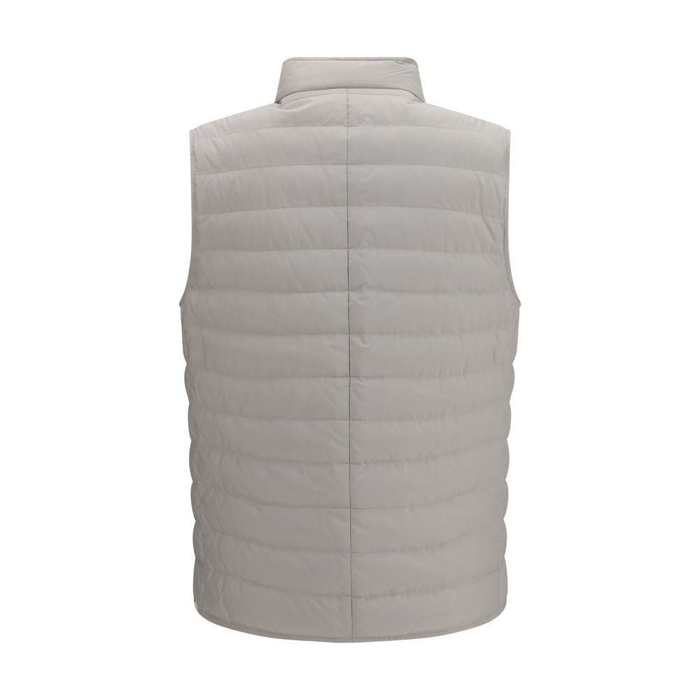 White Polyester Sleeveless Jacket