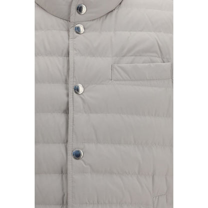 White Polyester Sleeveless Jacket
