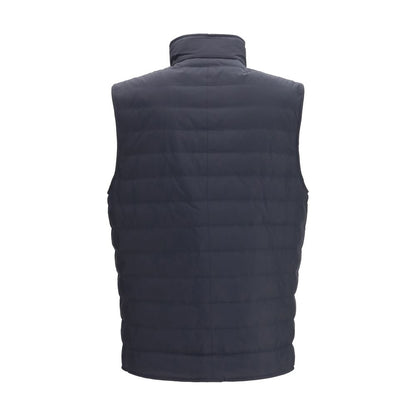 Blue Polyester Sleeveless Jacket