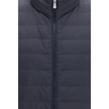 Blue Polyester Sleeveless Jacket