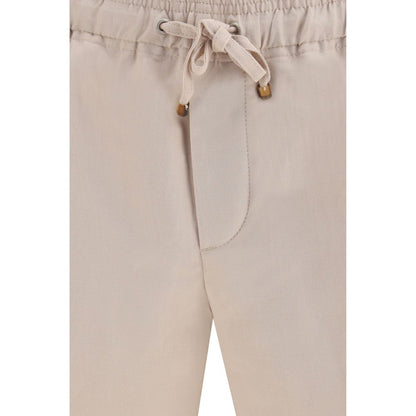Beige Linen Bermuda Shorts