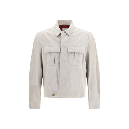 Beige Leather Leather Jacket