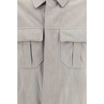 Beige Leather Leather Jacket