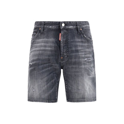 Black Cotton Bermuda Shorts