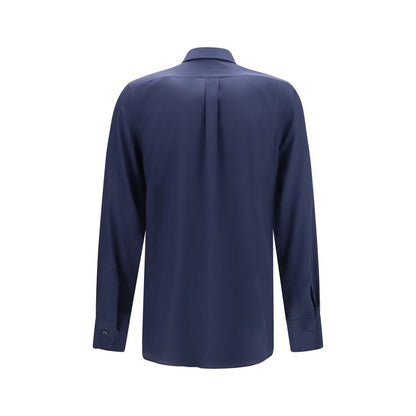 Blue Silk Dress Shirt