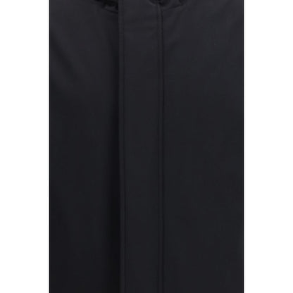 Black Polyester Full-Length Jacket