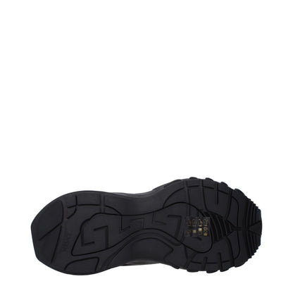 Black Fabric Chunky Sneakers