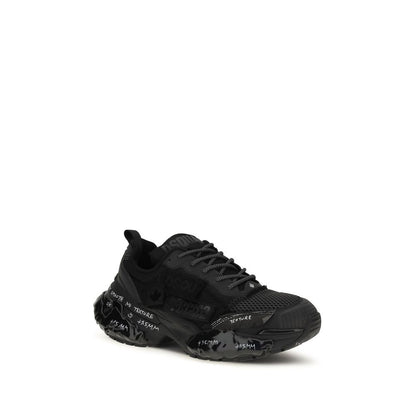 Black Polyester Athletic Sneakers
