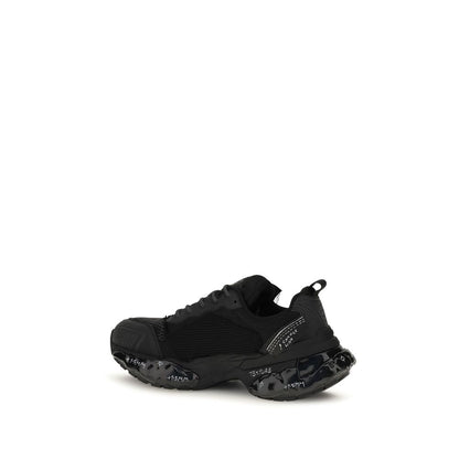 Black Polyester Athletic Sneakers
