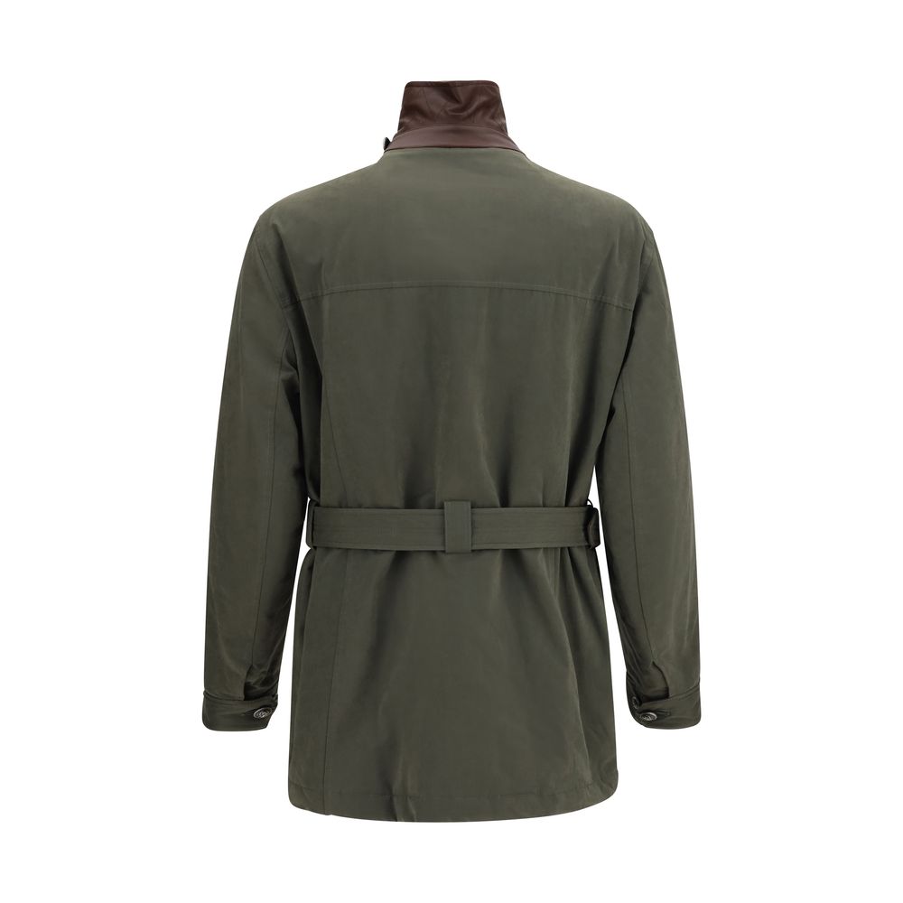 Bicolor Cotton Full-Length Jacket