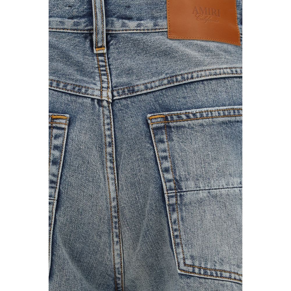 Blue Cotton Straight-Leg Jeans