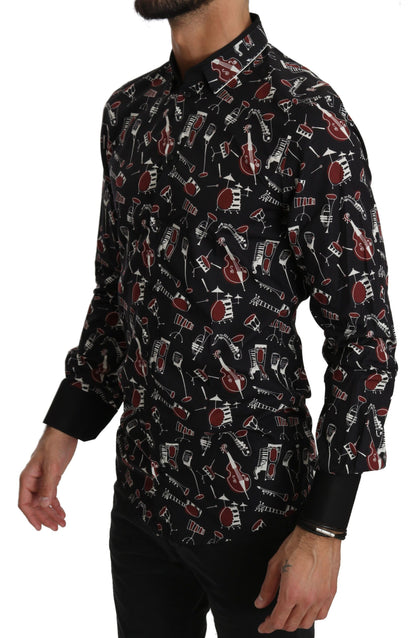 Black Musical Instrument Slim fit Shirt