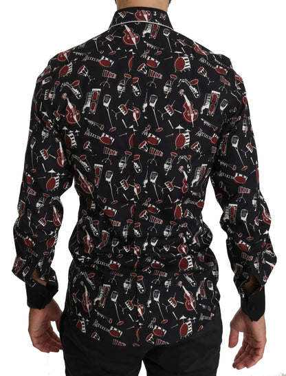Black Musical Instrument Slim fit Shirt