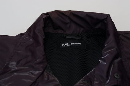 Purple Nylon Collared Biker Coat Jacket