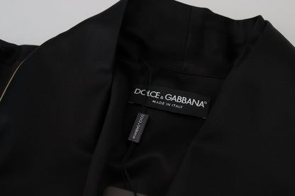 Black 100% Silk Robe Coat Wrap  Jacket