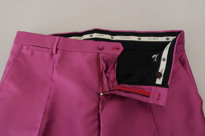 Pink Silk Slim Trousers Dress Formal Pants