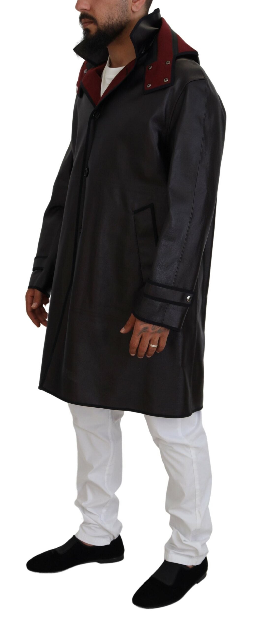 Black Trench Hooded Parka Cotton Jacket