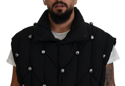 Black Sleeveless DG Metal Embellishment Jacket