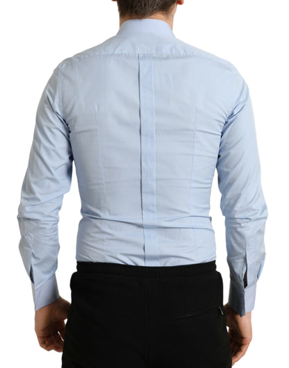 Sky Blue Cotton Men Formal GOLD Dress Shirt