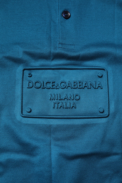 Blue Logo Cotton Men Polo Shirt T-shirt